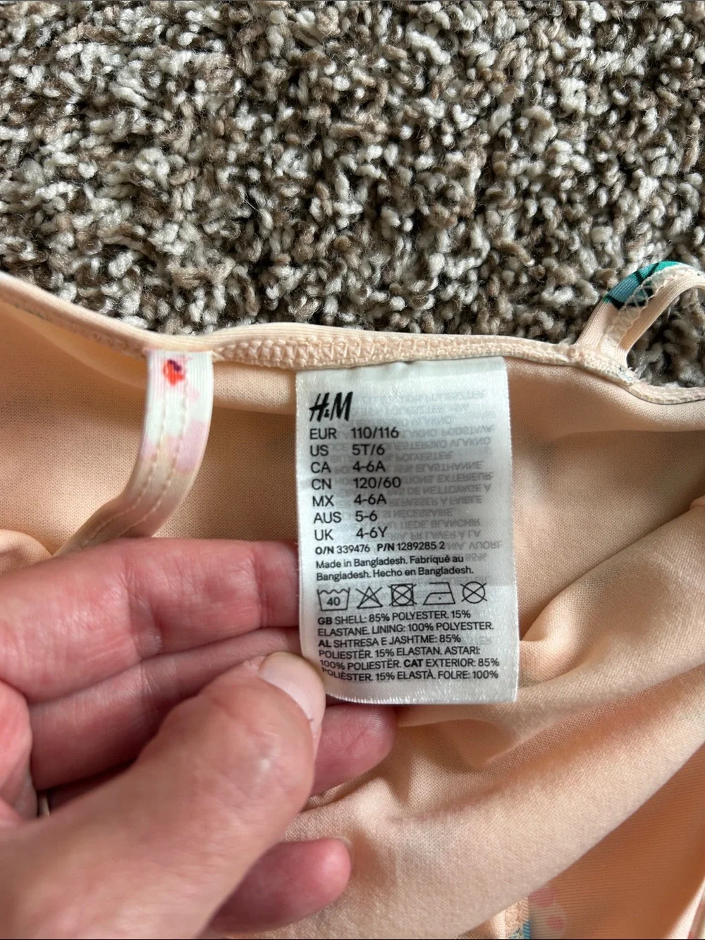 H&M Girls Floral One Piece Swimsuit 5T/6